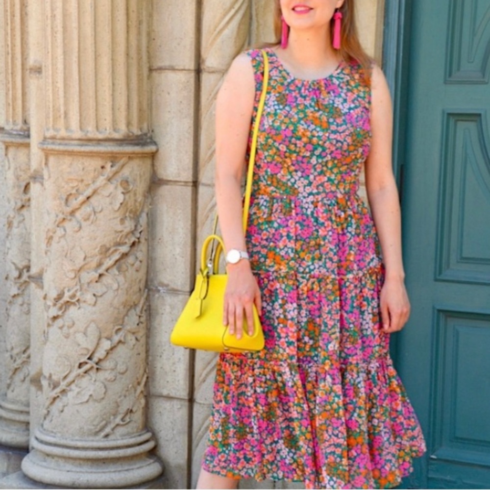 ✨J. Crew✨ Floral Tiered Midi Dress Size SP
